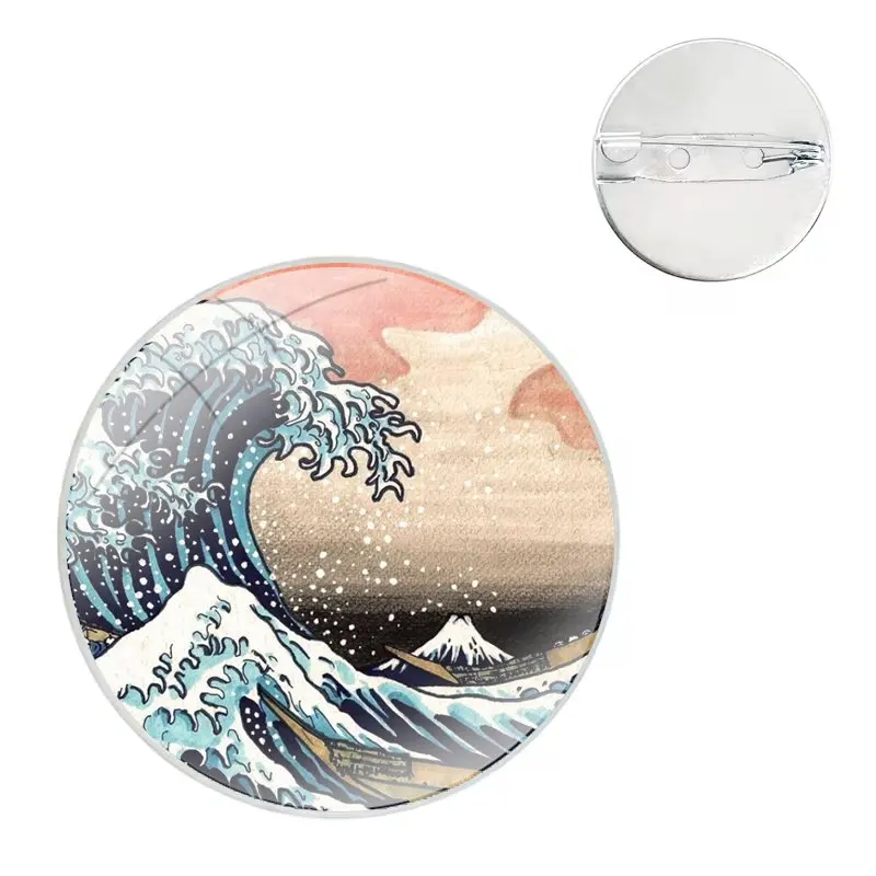 Pins Badge Metal Brooches For Clothes Backpack Decoration gift Van Gogh Hokusai The Great Wave