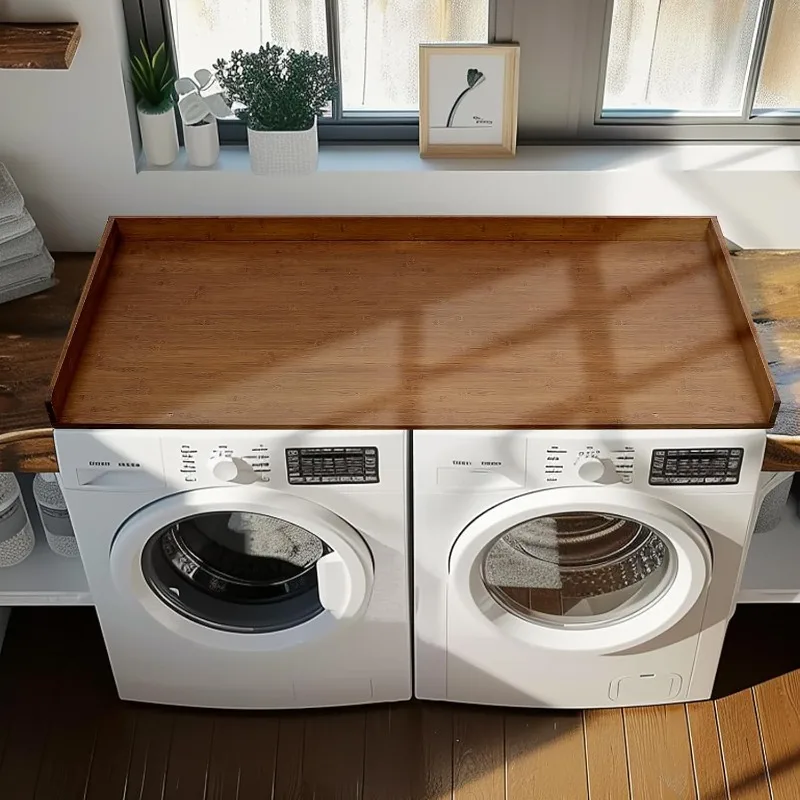 

Washer Dryer Countertop, 27.5" x 54" Bamboo Washer and Dryer Countertop for Laundry Room Organization(Retro Brown)