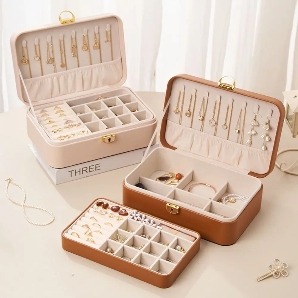 

Large Capacity Double-Layer Jewelry Storage Box Dustproof Space Saving Locked Jewelry Box Waterproof Jewelry Storage Case