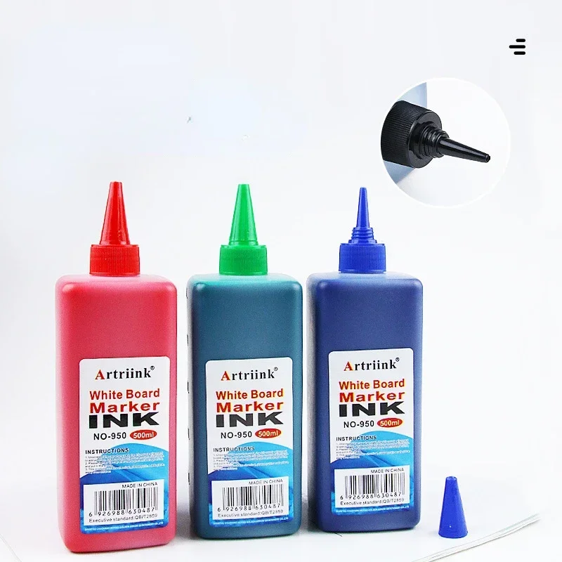 Imagem -02 - Caneta Marcadora Erasable à Base de Água Solução de Enchimento Ecológica Suplemento de Tinta Preto Vermelho Verde Azul 500ml