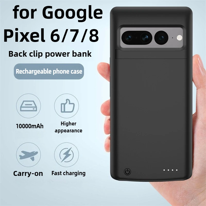 

10000mAh New Model Suitable for Google Pixel 6/7/8 Phone Back Clip Battery Large Capacity Google 8pro Phone Case Power Bank