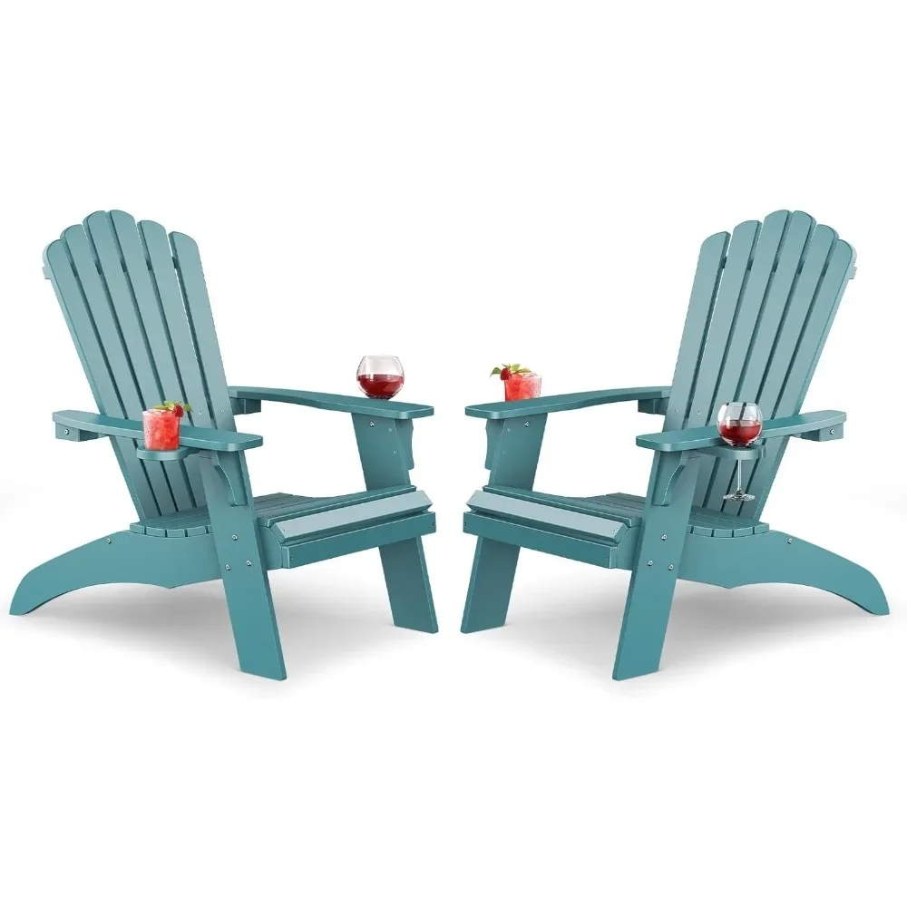 

Oversized Adirondack Chair Set of , Outdoor Fire Pit Chair with Cup Holders,