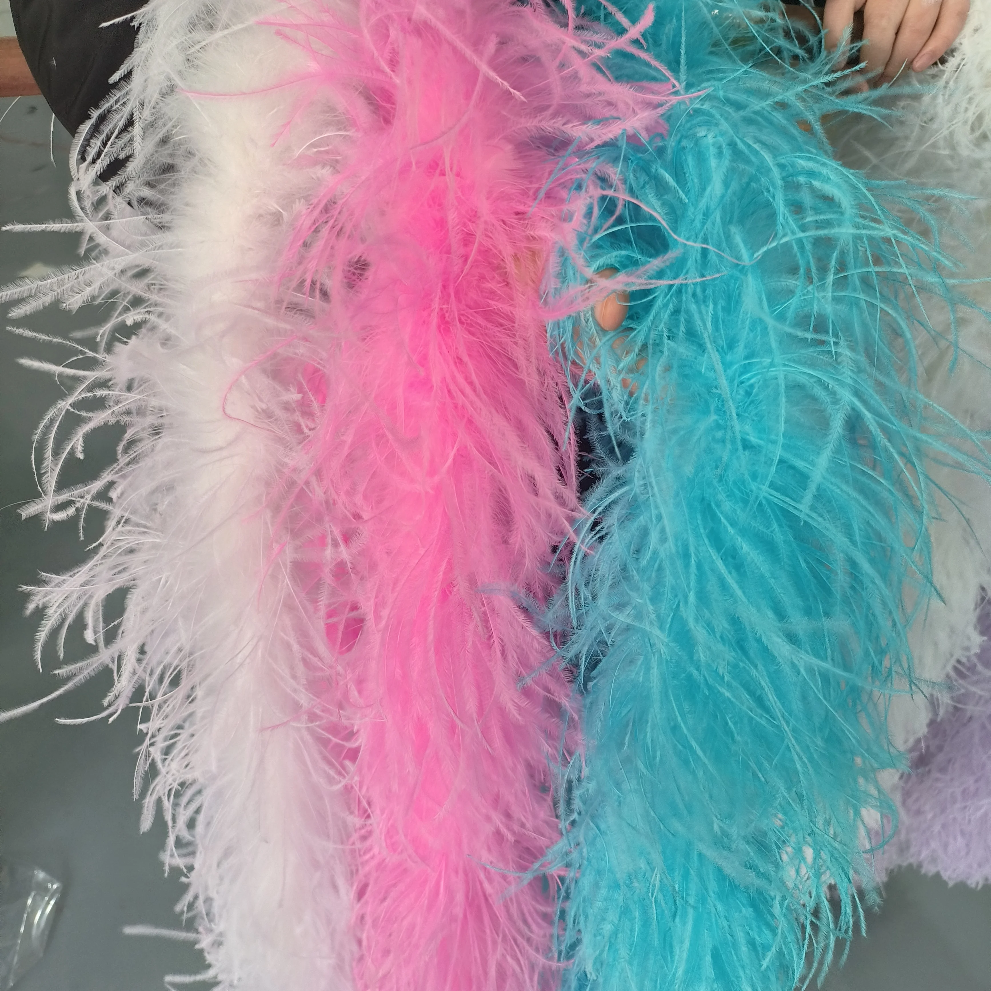 Customized Natural Ostrich Feathers Boa 2Meter 2 3 6 10 12 Ply Plume Shawl Scarf  for Diy Costume Party Wedding Dress Decoration