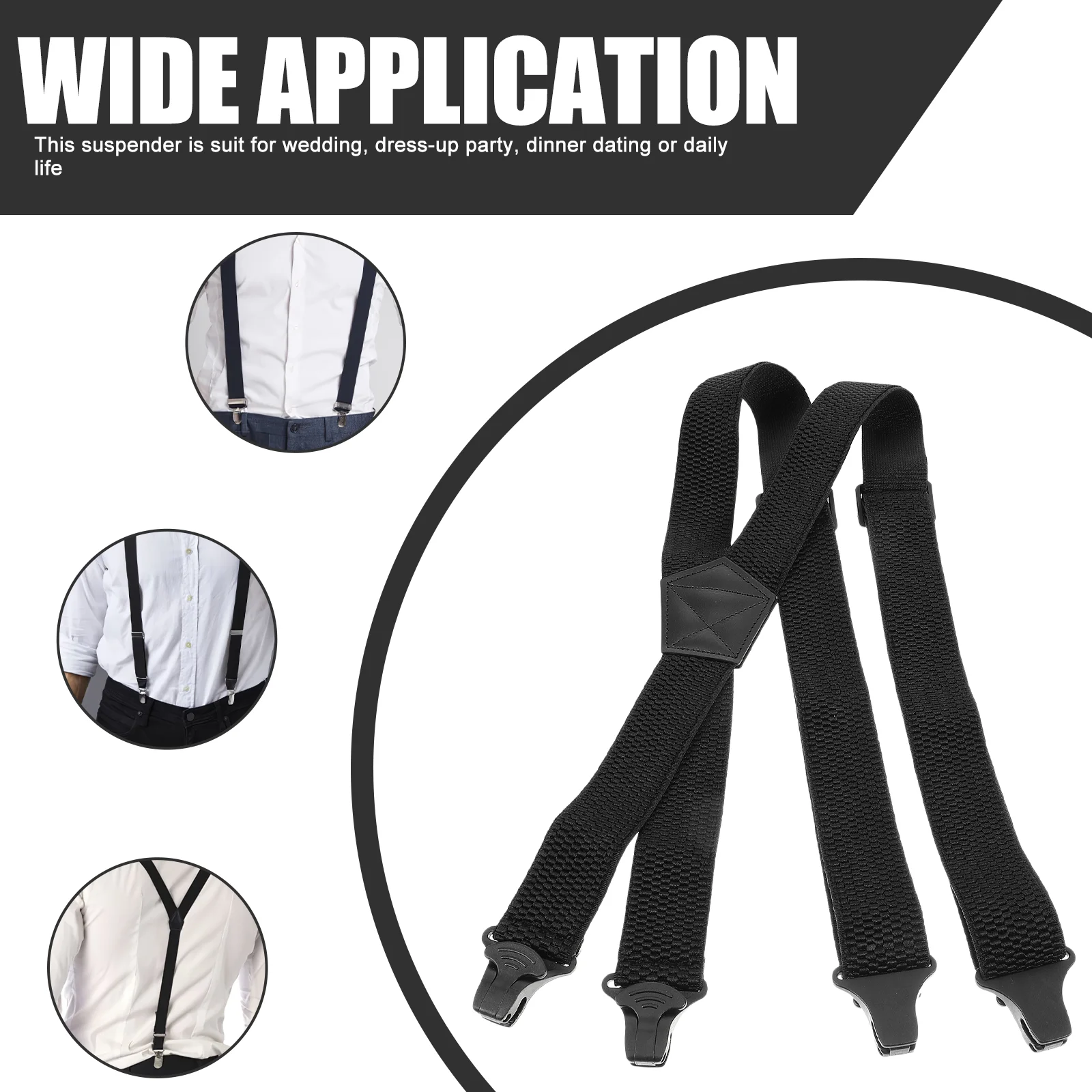 Hidden Suspenders for Men Black Pants Jeans Polyester Elastic X Back Work Straps