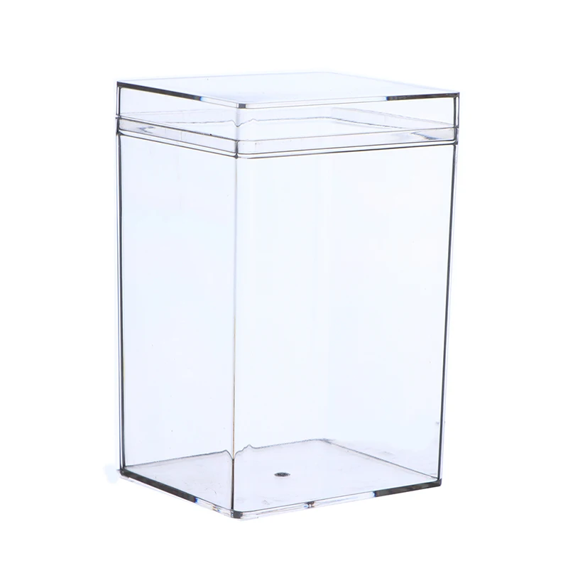 Caja de plástico transparente con solapa Rectangular, caja de embalaje para tarjetas de visita, almacenamiento de artículos pequeños, suministros de Arte de uñas