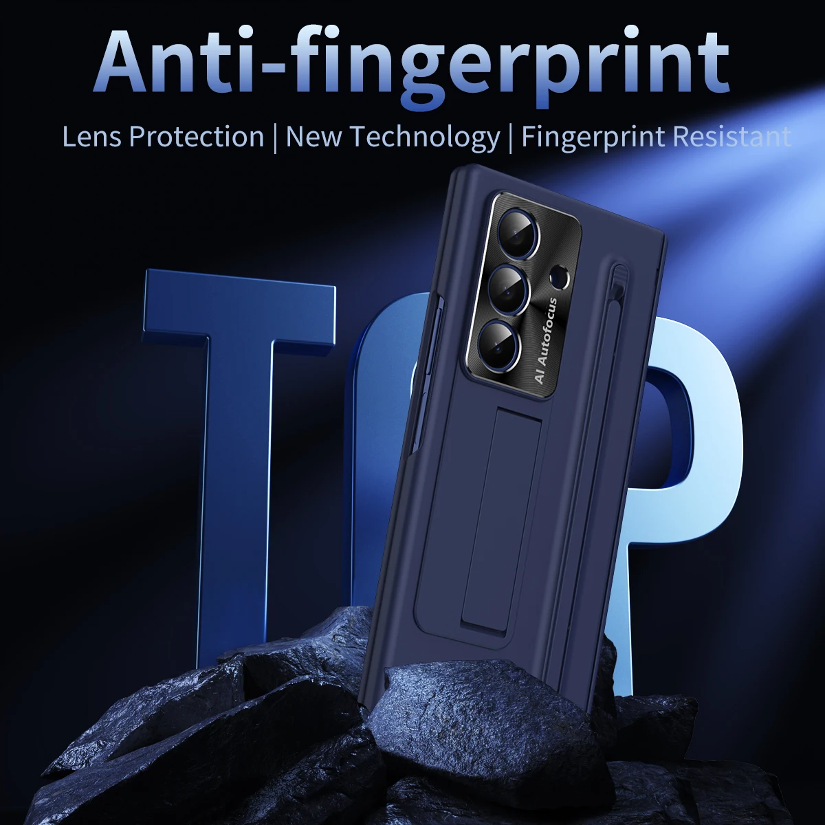 Imagen 4: Funda rígida con soporte para Samsung Galaxy Z Fold 7, película de vidrio templado, cubierta trasera protectora para Samsung Z Fold7 6 5 4.