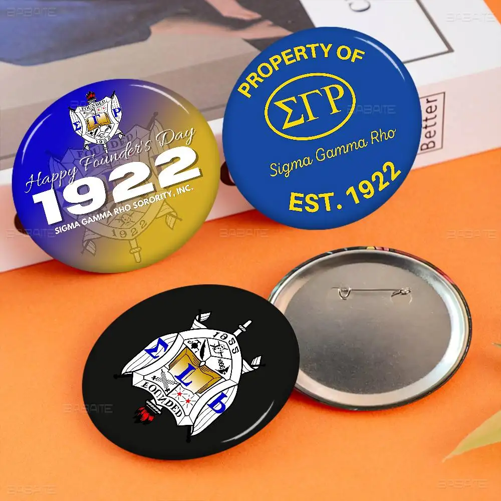 Sigma Gamma Rho LOGO Tinplate Soft Button Pin Brooch Metal Badge Custom Jewelry Accessories Hat Bag Lapel