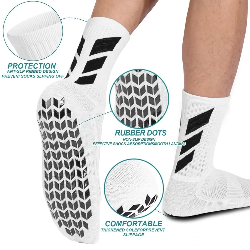 Men Cotton Blend Anti-Slip Sports Socks Breathable Comfort Football Socks for Yoga Training Hospital Daily Wear 1 Pair