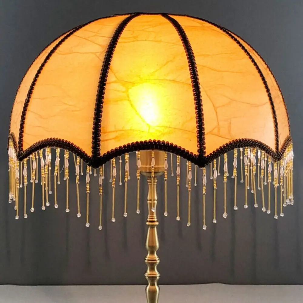 E27 Fringe Lamp Shades European Home Decor Beaded Lace Light Shades Fabric Lampshade