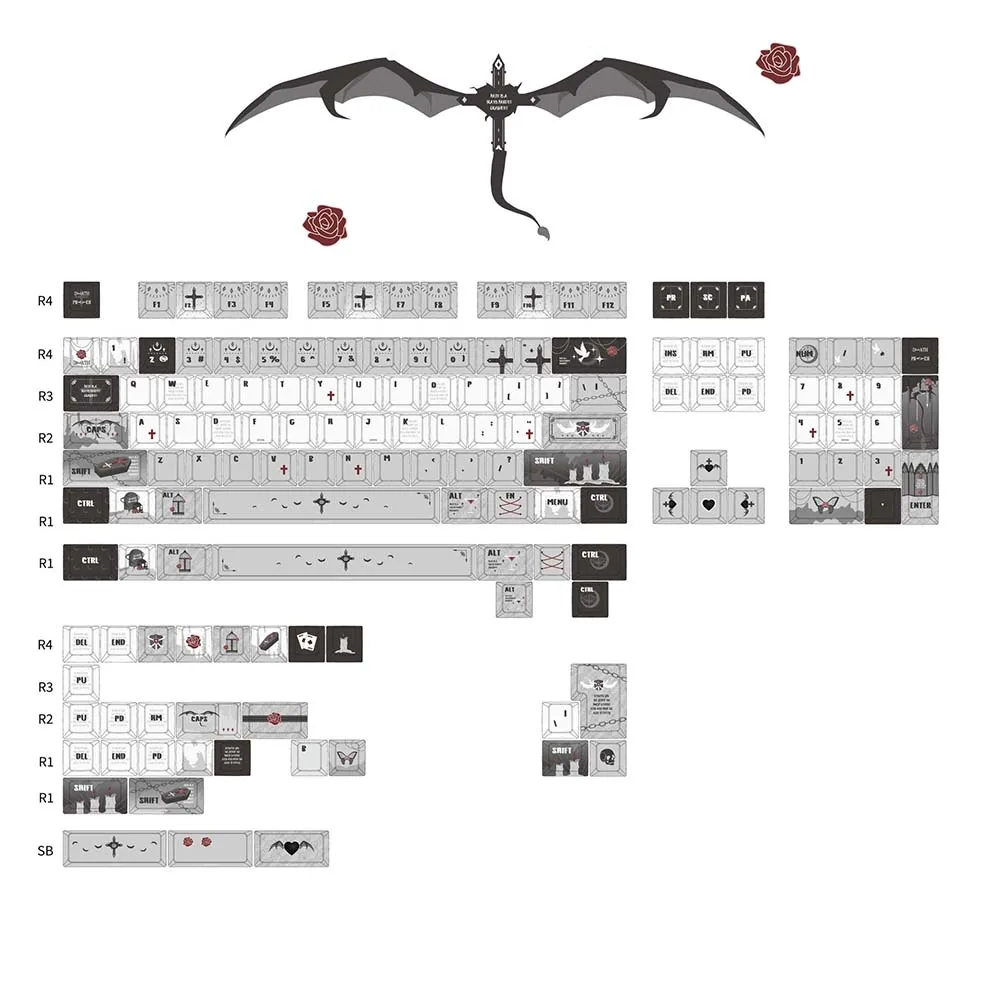 Prayer Keycap 143 Keys Original Side Engraved Translucent PBT Five-sided Sublimation Mechanical Gaming Keyboard Accessories