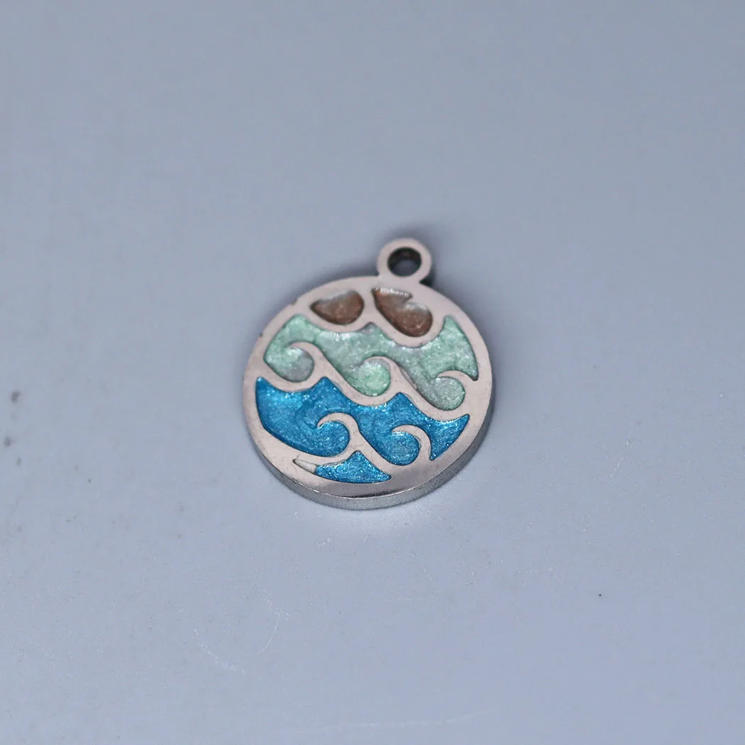 3pcs/Lot Enamel Blue Ocean Wave Charms Pendant DIY Necklace Handmade Earring Aesthetic Accessories Jewelry Making Supplies