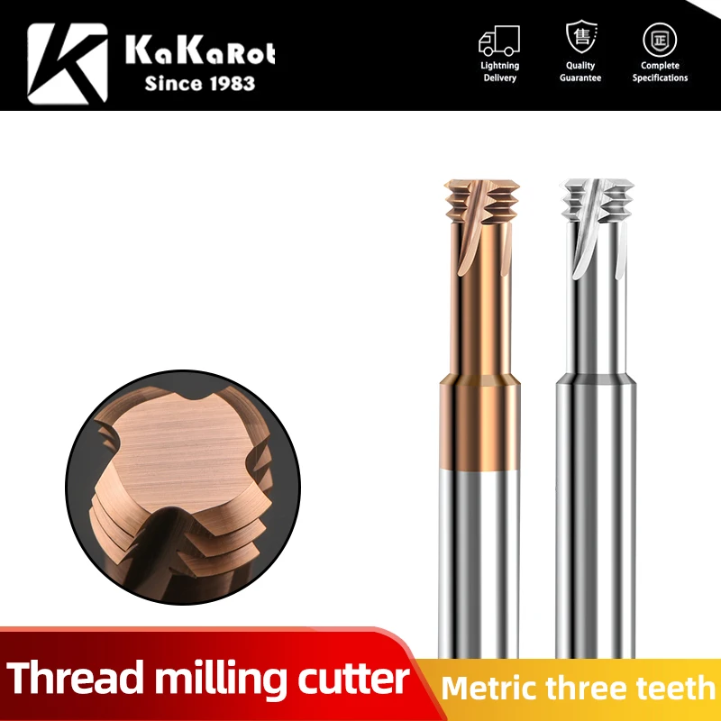 Kakarot 60 Graus Dente Carboneto Rosca Fresa M1.2 M1.6 m2 M2.5 m3 m4 m5 m6 m8 Cnc Rosqueamento de Aço Alumínio Usinagem