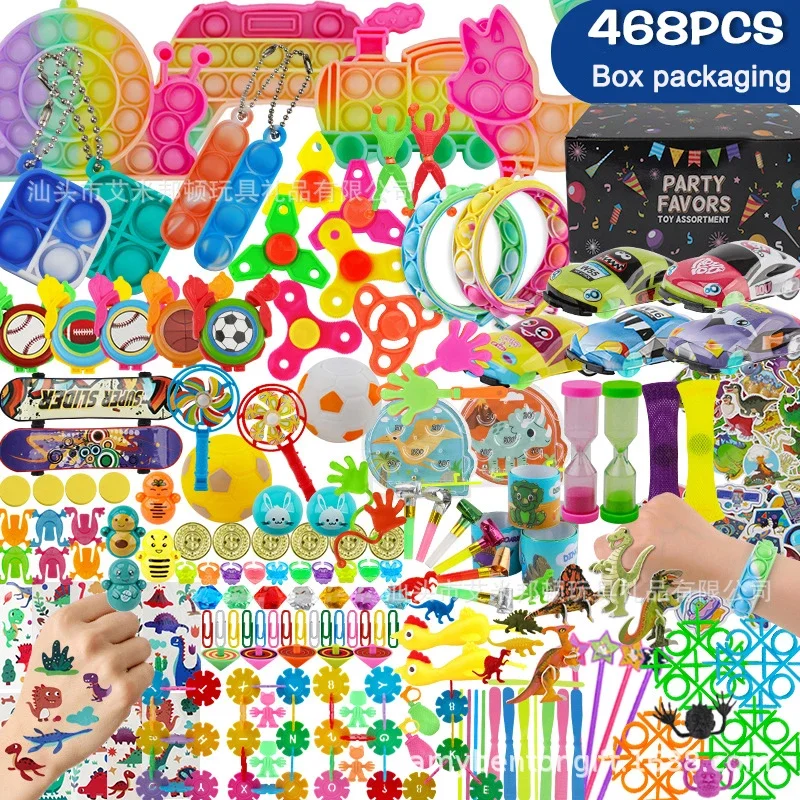 468/300Pc Funny Party Favors for Kids Birthday Gifts Wall Climber Push Bubble Stress Relief Toy Giveaway Pinata Filler Bulk Toys