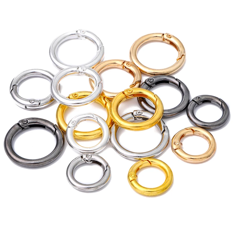 5Pcs/Lot Metal O Ring Spring Clasps Openable Round Carabiner Keychain Bag Clips Hook Dog Chain Buckles Connector For DIY Jewelry