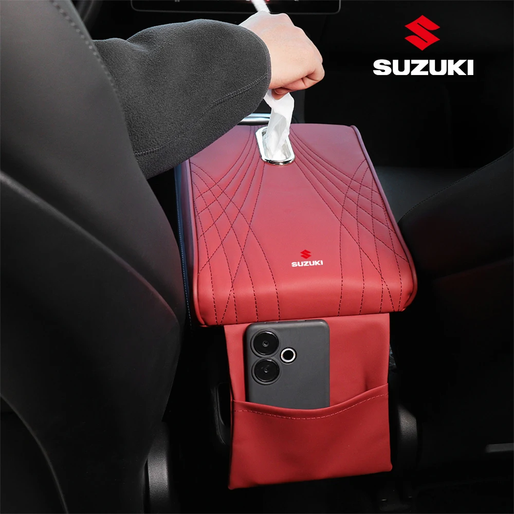 

Подушка на подлокотник автомобиля с карманом для хранения салфеток, коврик для подлокотника центральной консоли для Suzuki Grand Vitara Sx4 Swift Alto Jimny