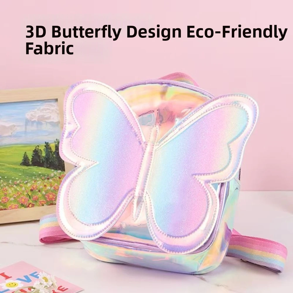 

New Laser Butterfly Design Girls Backpack Cute Lightweight Childrens School Bag Fashion Large Capacity Kids Backpack