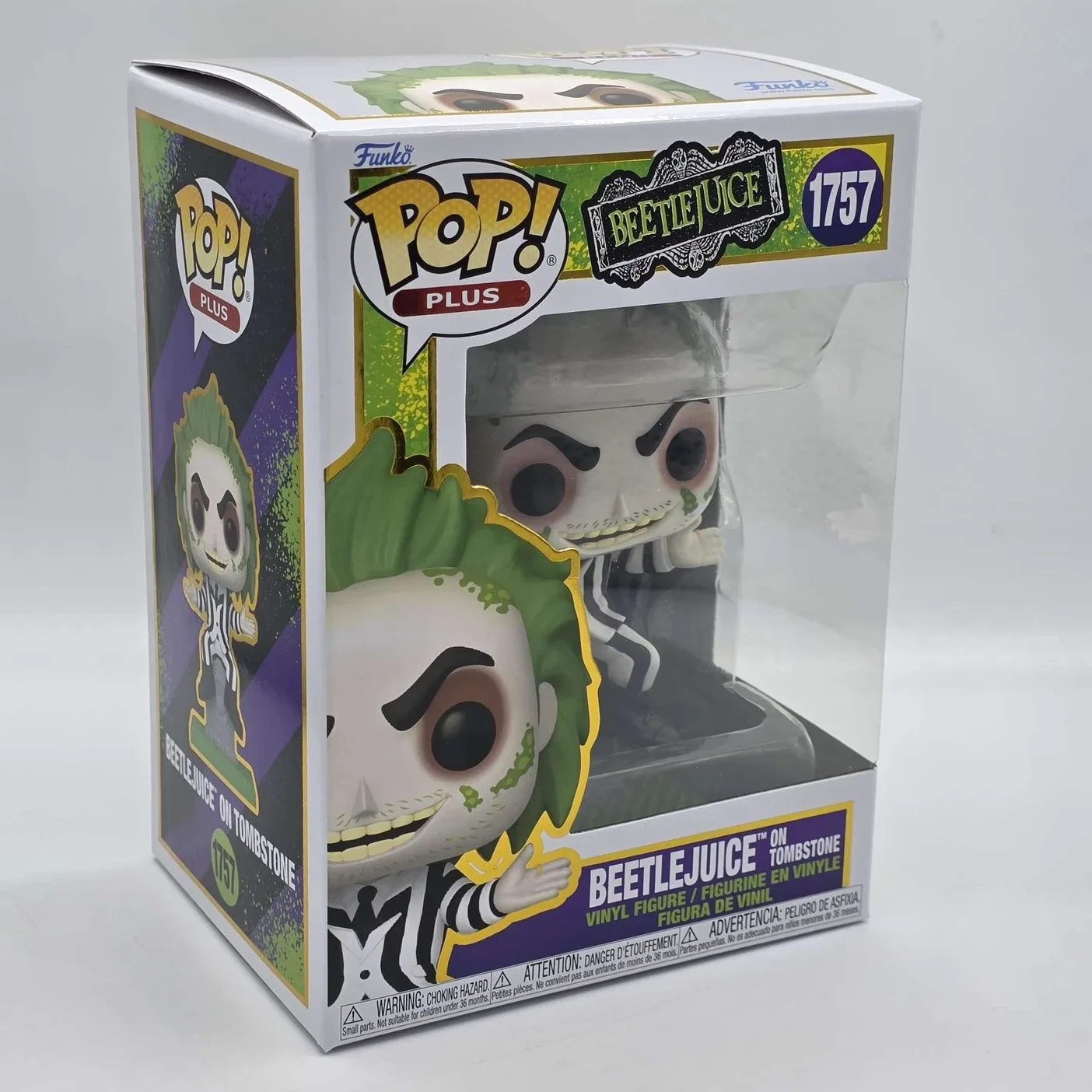 POP Plus Beetlejuice sobre lápida # 1757 Estatuilla FUNKO Beetlejuice Figura de vinilo de 5,35 pulgadas Juguete coleccionable de edición limitada