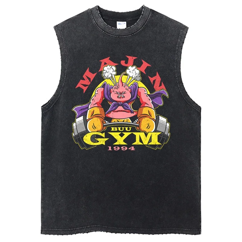 Vintage Sports Tank Tops Dragon Ball Anime Gym Sleeveless Tshirt Streetwear Sleeveless Graphic Harajuku Cotton Vest T-Shirts