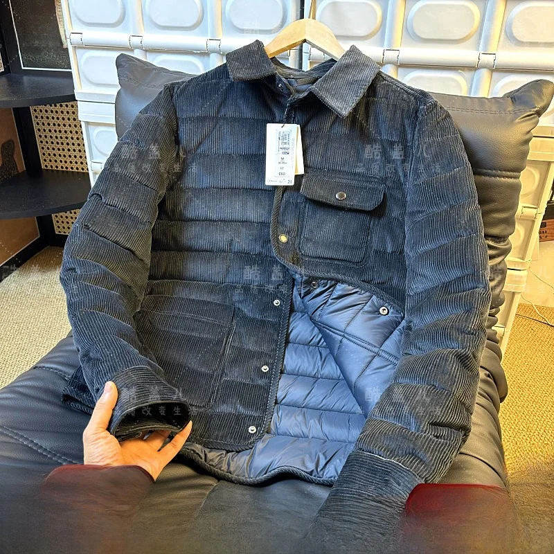 

Мужская утепленная куртка из вельвета премиум-класса: гарантия тепла, осенне-зимняя верхняя одежда, модный городской стиль, приталенный крой.