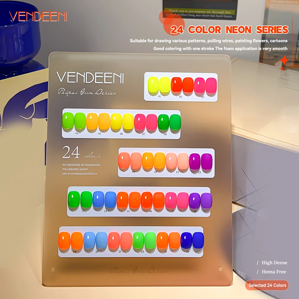 Vendeeni TPO HEMA Free Neon Glaze Gel Nagellack Heißer Verkauf Nail art 24 farben Gel Nagellack Set Professionelle Nagel lieferant