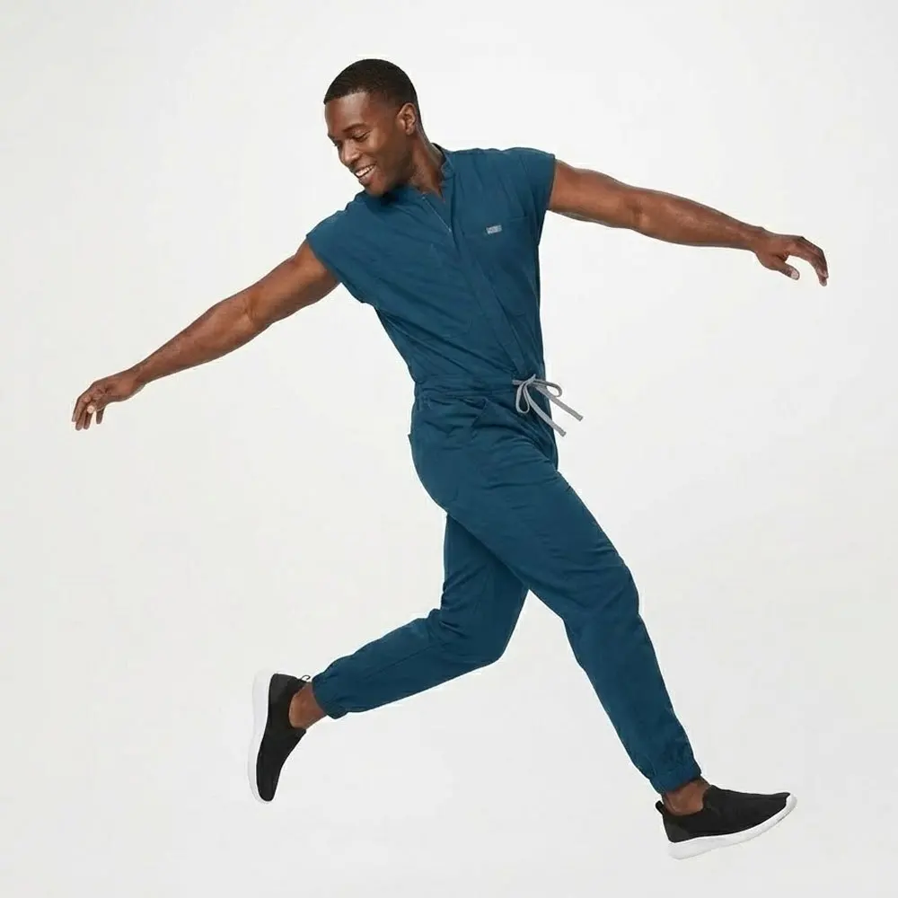 

Набор скрабов для персонала больницы: комбинезон для медсестры без рукавов + облегающие спортивные штаны унисекс (большой размер)