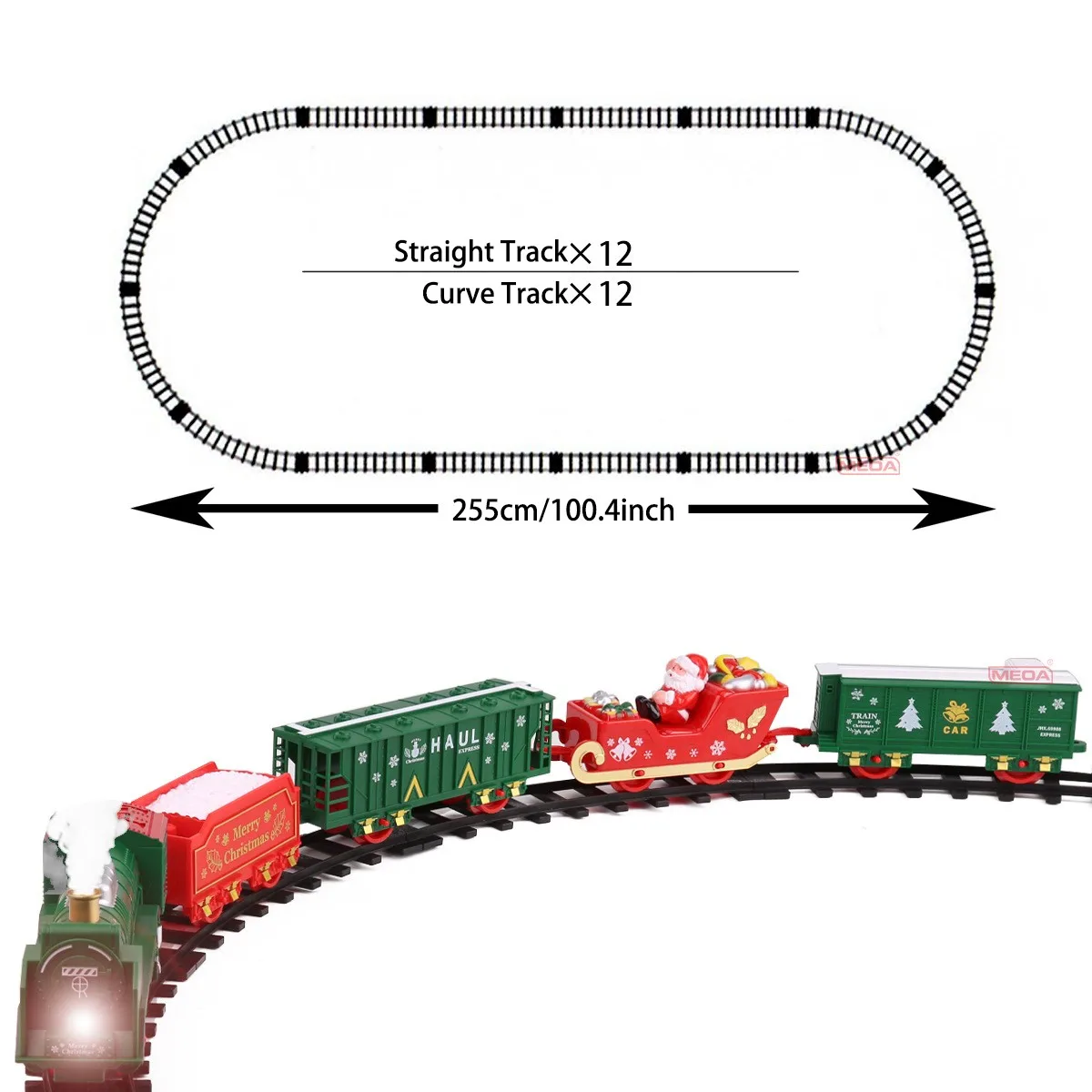 Classic O/B Track Electric Subway Toys for Christmas Tree ﻿Christmas Decoration Railway Train with Sound/Light/Santa Claus