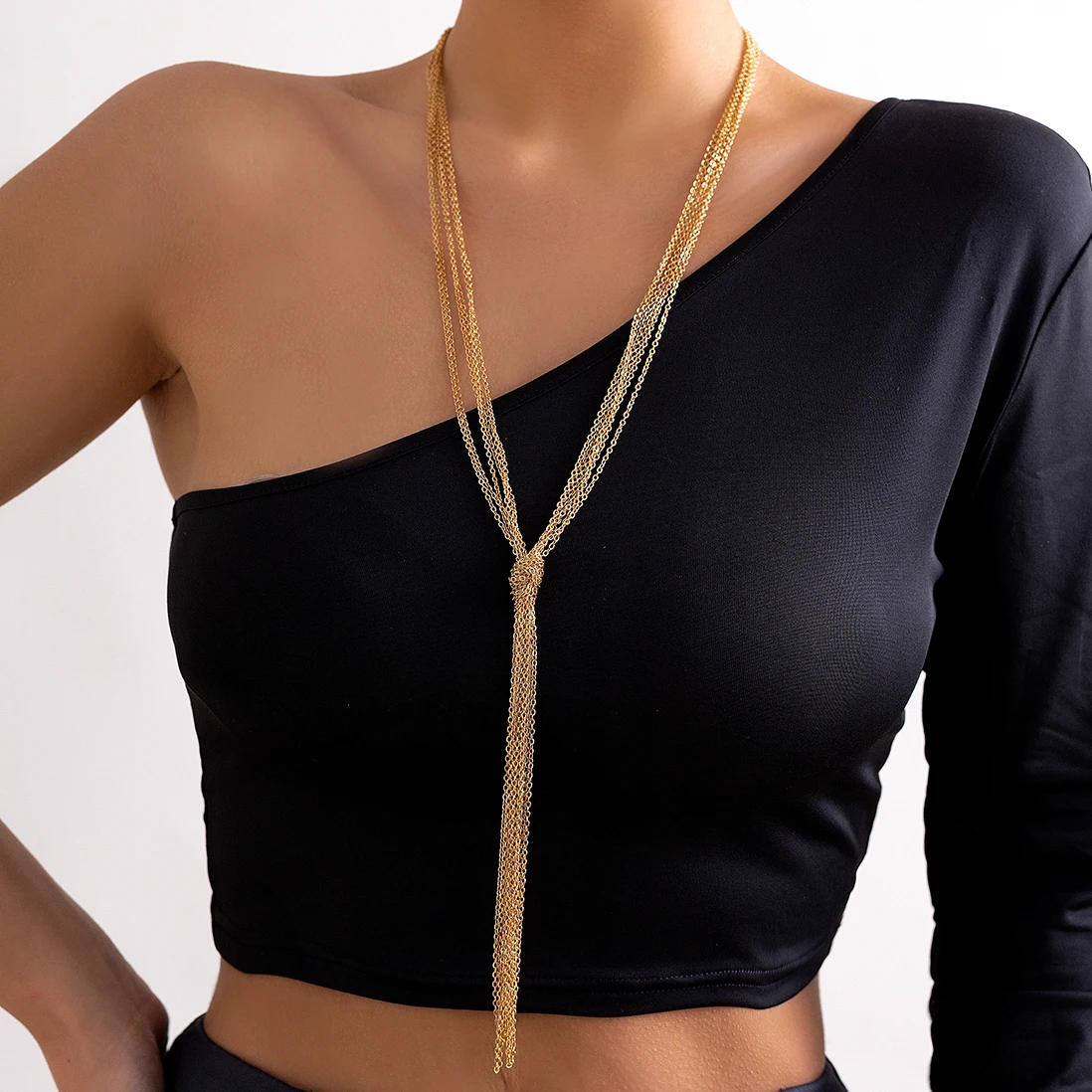 Ingemark Punk wielowarstwowy długi wisiorek z frędzlami łańcuszek na klatkę piersiową naszyjnik dla kobiet Collares regulowany Choker seksowna biżuteria Grunge prezent