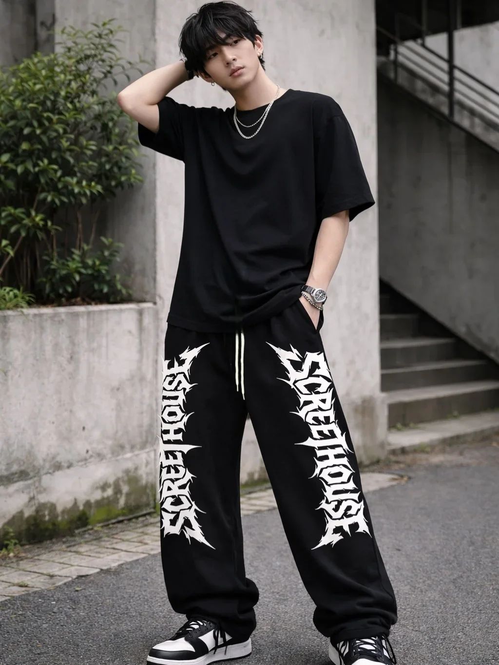Vielseitige Herren Einfarbige Sport-Hose mit Kordelzug Lose Freizeithose für Alle Jahreszeiten Unisex Kinder Streetwear