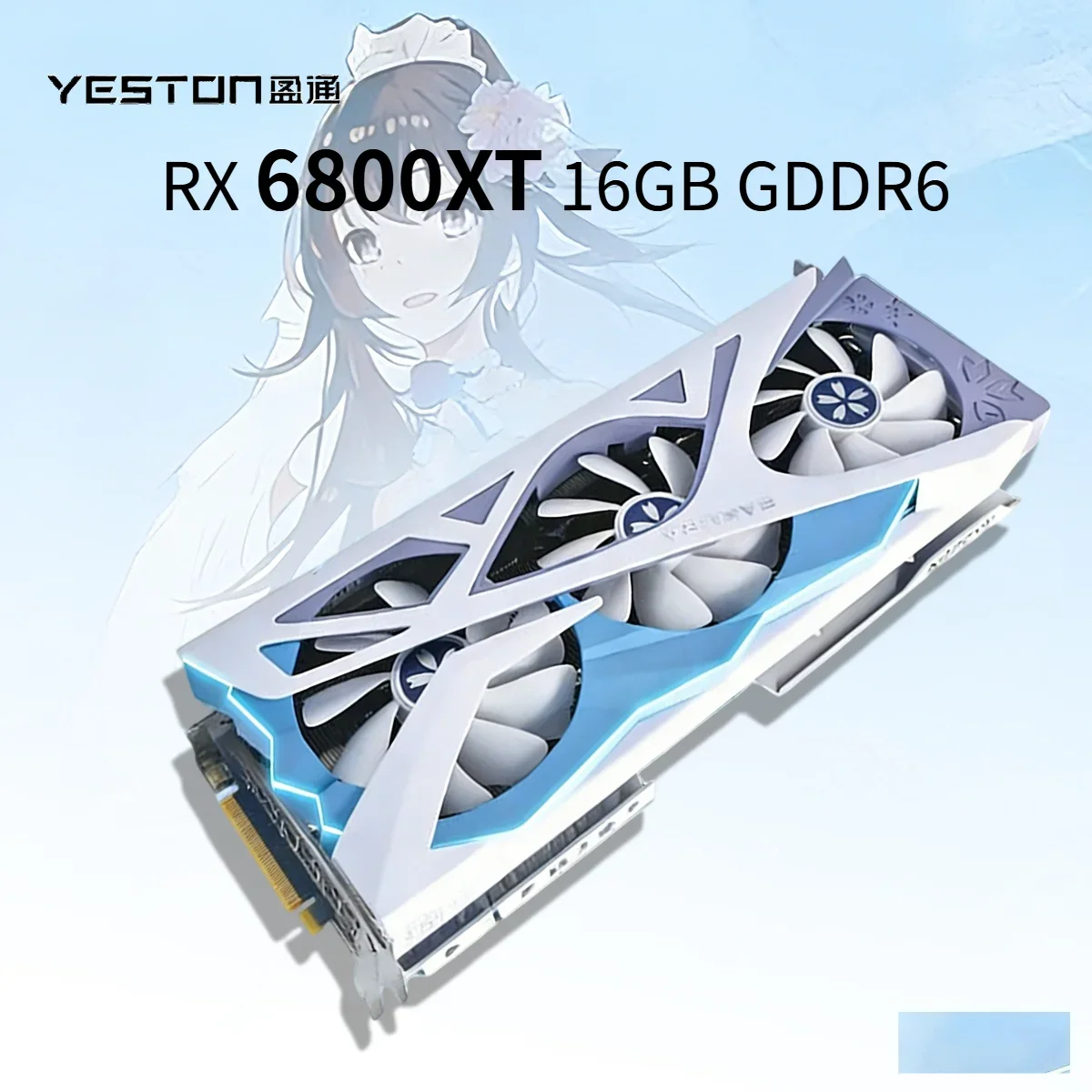 Tarjeta gráfica original GPU Yeston RX 68000XT 16G D6 256bit Sakura Hitomi OC Gaming para juegos y oficina Navi48/4nm