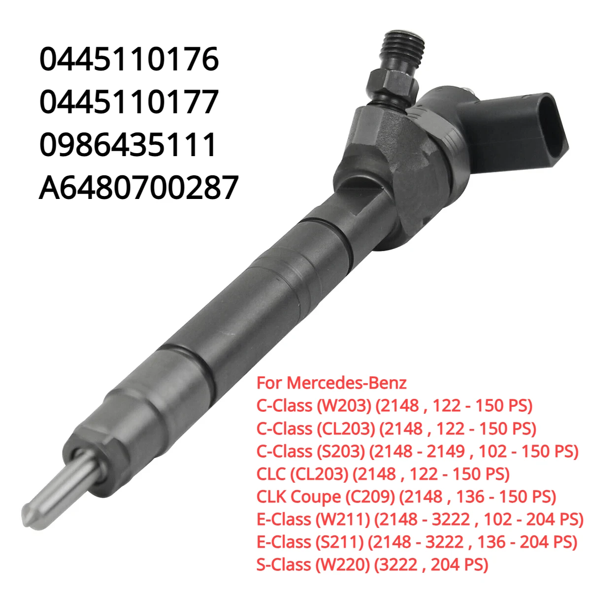 

0445110177 0445110176 A6480700287 New Diesel Fuel Injector Nozzle For Mercedes-Benz W203 W211 C E-Class 200CDI 220CDI