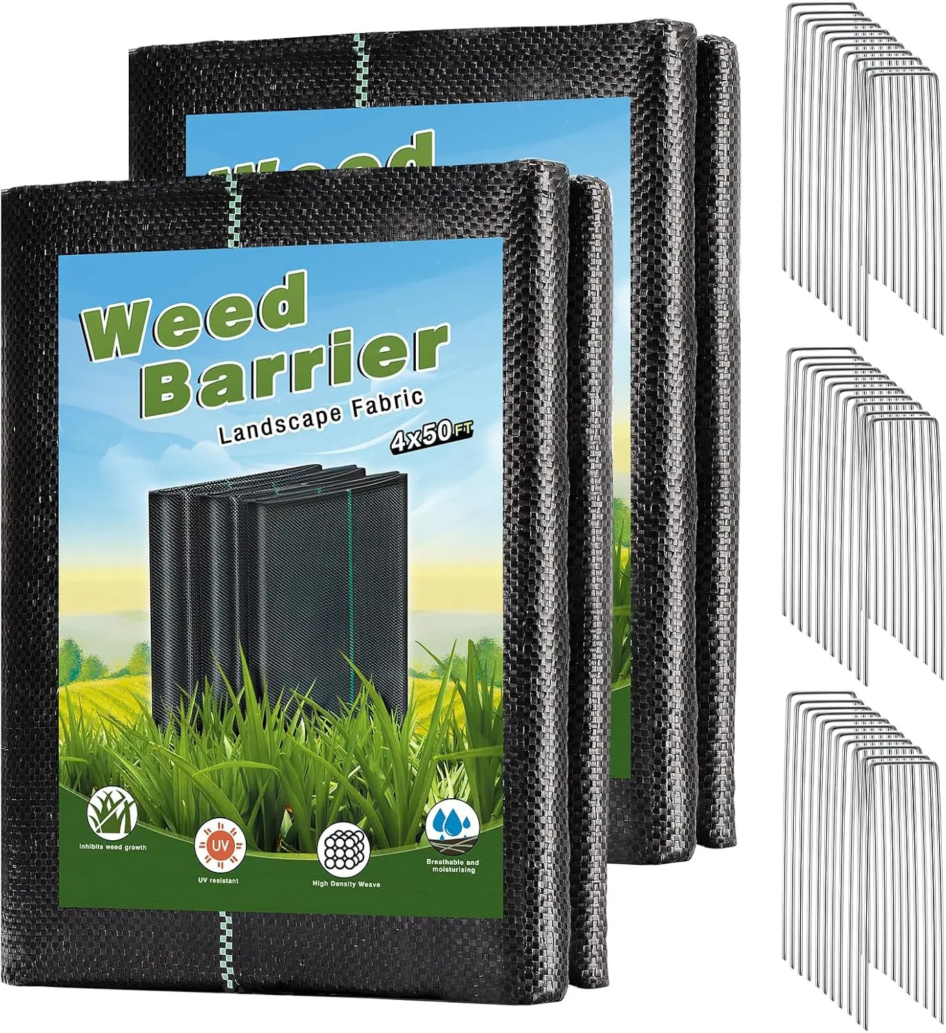4 x 100FT Garden Weed Barrier Landscape    Heavy Duty Weed    Barrier Premium Garden Ground Cover Weed Control Mat with