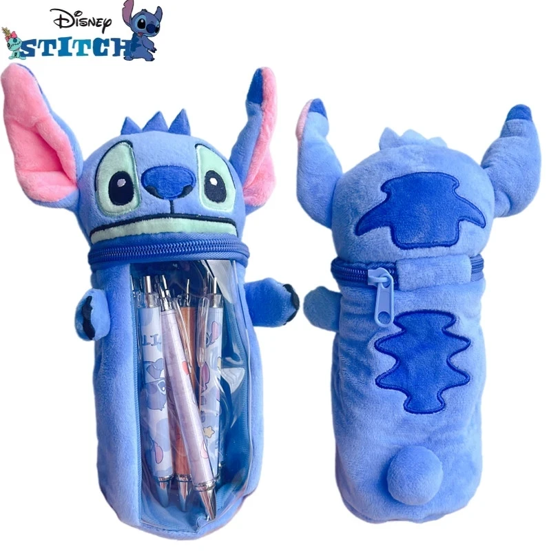 Disney Stitch Anime Plush Pen Pencil Bag Case Stitch Kawaii Girls Large Capacity Pen Bag Makeup Pouch Children Toys Gifts