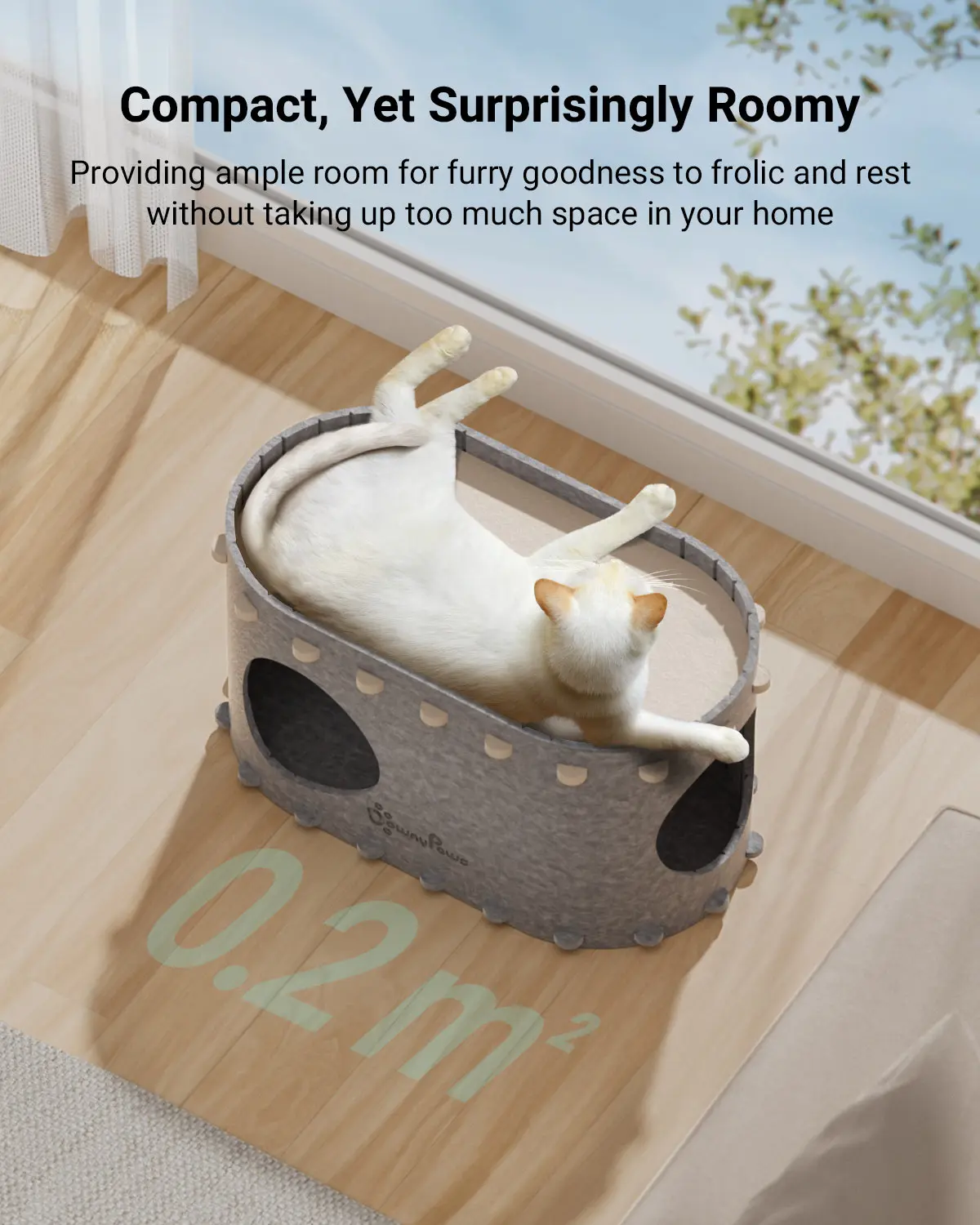 DownyPaws-منزل قطة مقاوم للخدش ، سرير داخلي للقطط الكبيرة ، كهف للحيوانات الأليفة لعدة قطط ، رمادي فاتح ، حتى 10 أشخاص