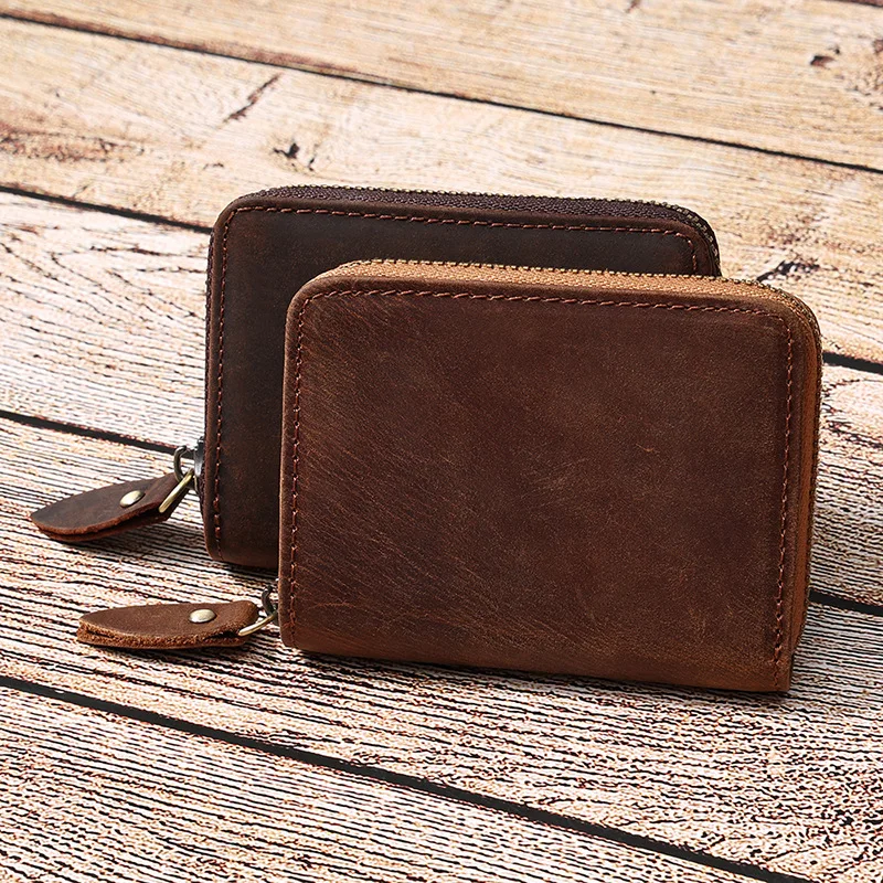 Porte-cartes vintage en cuir véritable pour homme, portefeuille en cuir de vachette, anti RFID, pilote d\'identité bancaire, planificateur, original