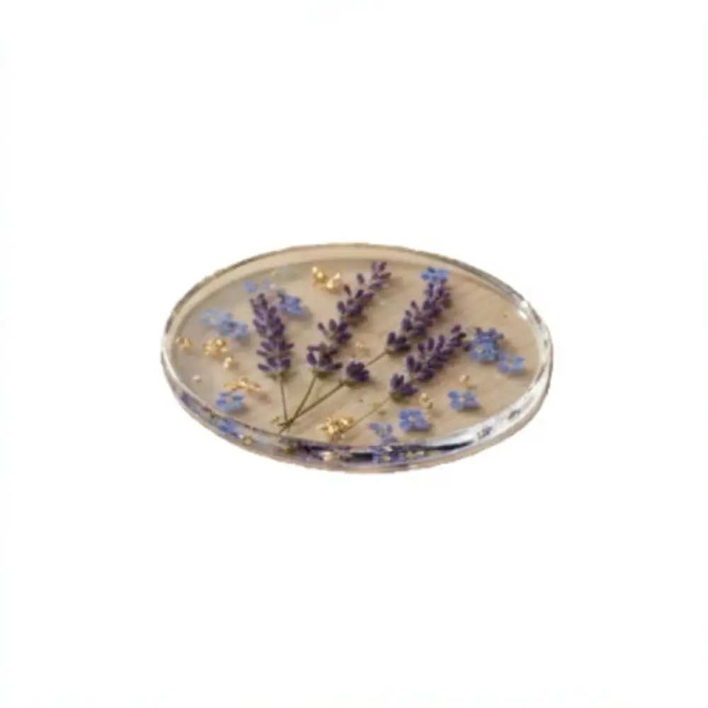 Clear Acrylic Coasters With Dried Flowers Botanical Style Table Mat Aesthetic Desktop Decor Kitchen Dining Accessory Pad