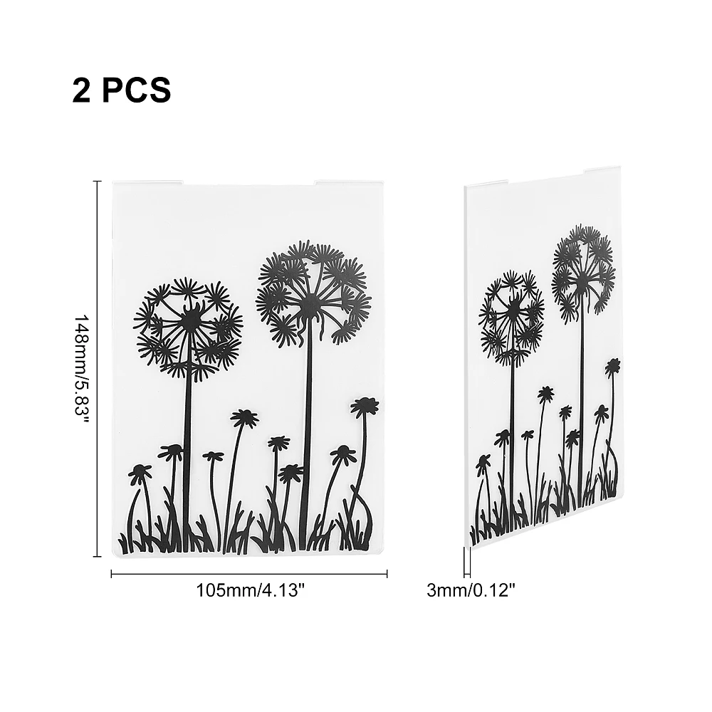 2 Pcs Dandelion Plastic Embossing Folders DIY Plastic Template Craft Card Making for Handcraft Photo Album Decoration
