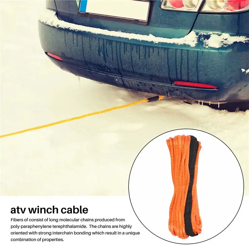 Stable-Synthetic Winch Rope, 1/4 X 50Ft Synthetic Winch Rope Line Cable For ATV UTV SUV Truck Boat Winch