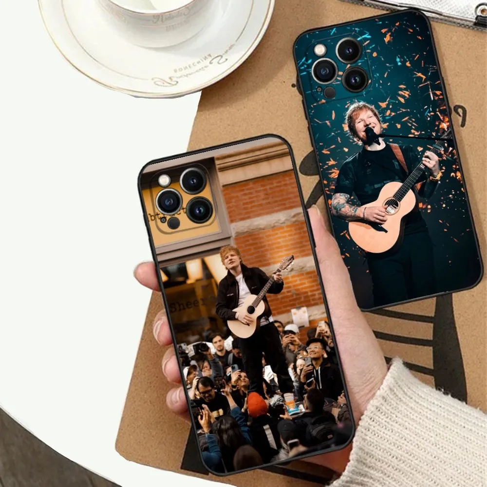 UK E-Ed Sheerans singer Phone Case For Apple iPhone 15,14,13,12,11,XS,XR,X,8,7,Pro,Max,Plus,mini Silicone Black Cover