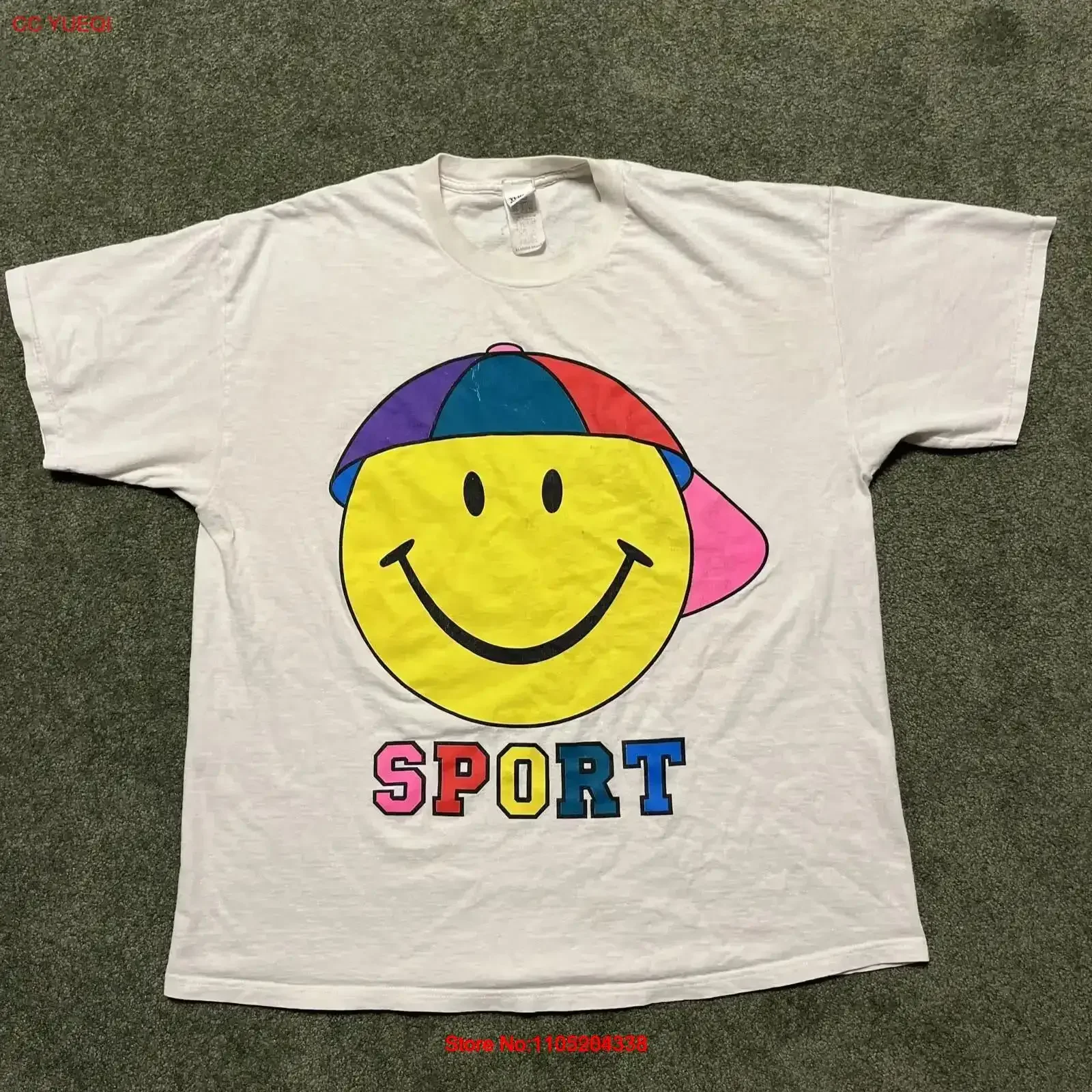 Camiseta XL SPORT Vintage Retro 90 con estampado de pantalla Y2K para hombre, Top lavado para uso diario, gráfico lavado vintage informal cómodo