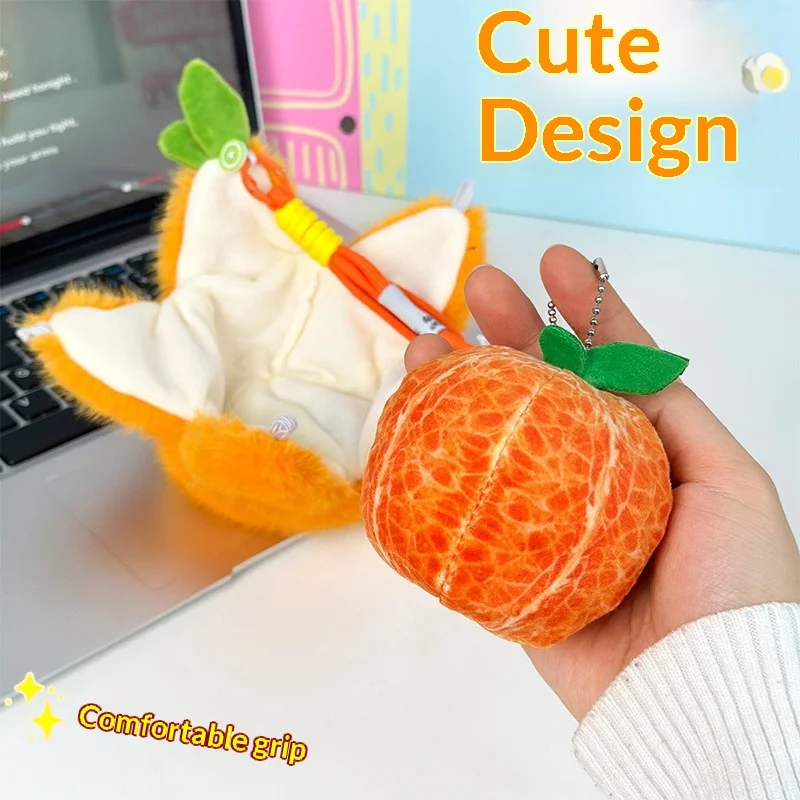 

Original 6 Inch Peeled Orange Plush Keychain Soft Stuffed Fruit Pendant Palm Size Bag Charm Home Office Desk Decor Accessory