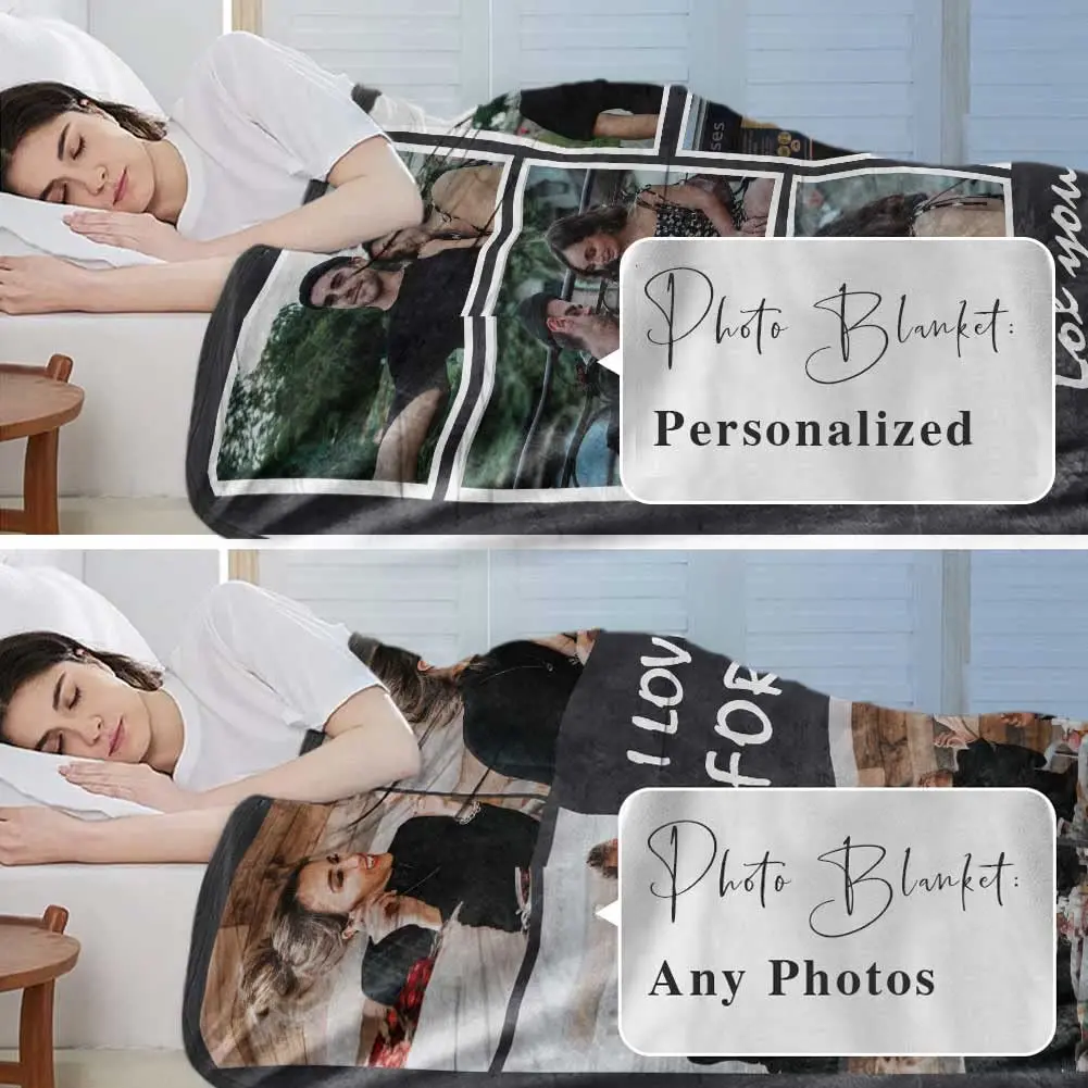 5 Photo Blanket Gifts for Women Girlfriend, Personalized Blankets with Picture for Mens Gifts I Love You Gifts for Couples