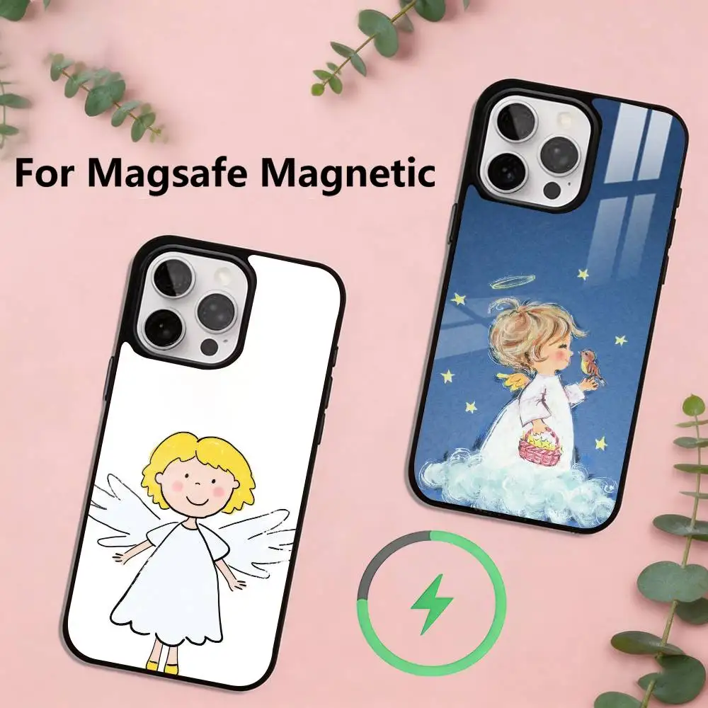 

Healing Little Angel Phone Case For iPhone17,16,15,14,13,12,11 Plus,Pro Magnetic For Magsafe Wireless Charging