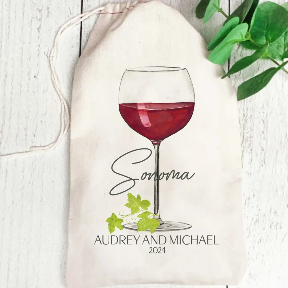 25Wine Gift Bags with Names-Wine Hangover Recovery Kits-Winery Birthday Party Favor Bags-Napa Bachelorette-Wine Girls Trip Bags