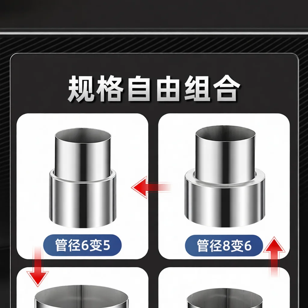 Heavy Duty Stainless Steel Duct Reducer Connector Exhaust Fan Chimney Flue Adapter For Household Heating System