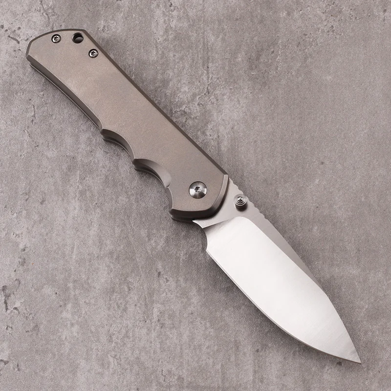 D2 Steel Titanium Alloy Handle Folding Knife Outdoor Mountaineering Camping Self Defense Survival Playing EDC Tools