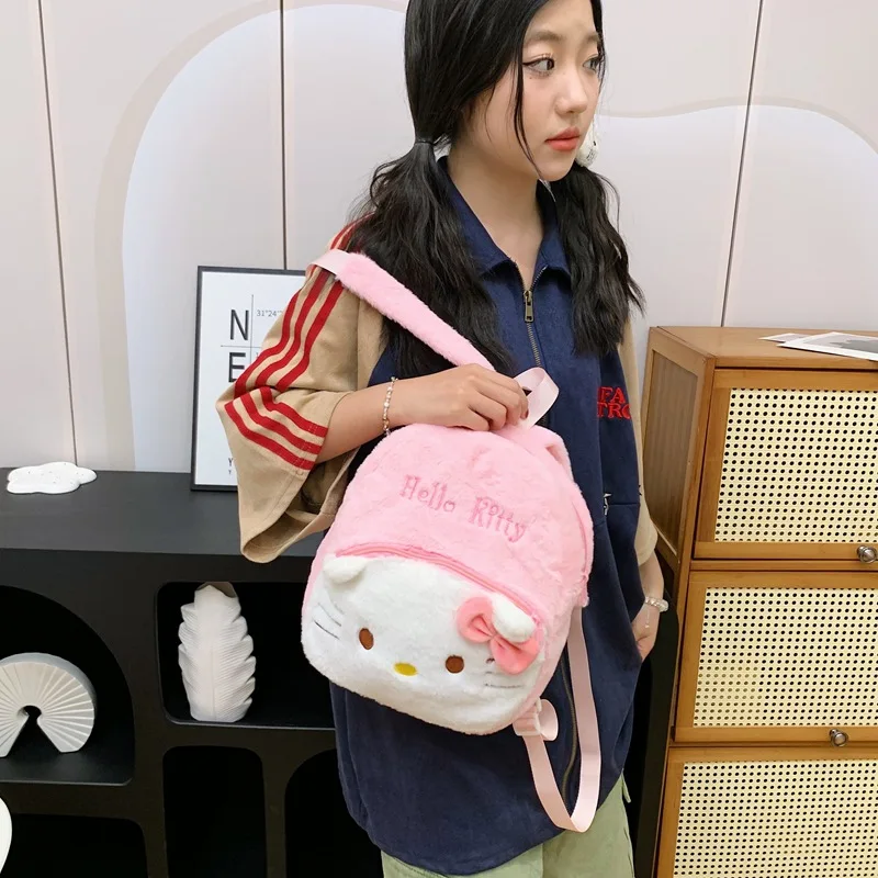 Sanrios Hairy Cartoon Kuromi Doll Bag Cute Cinnamoroll Child Pochacco Small School Bag Backpack Doll Bag Kawaii Kindergarten New