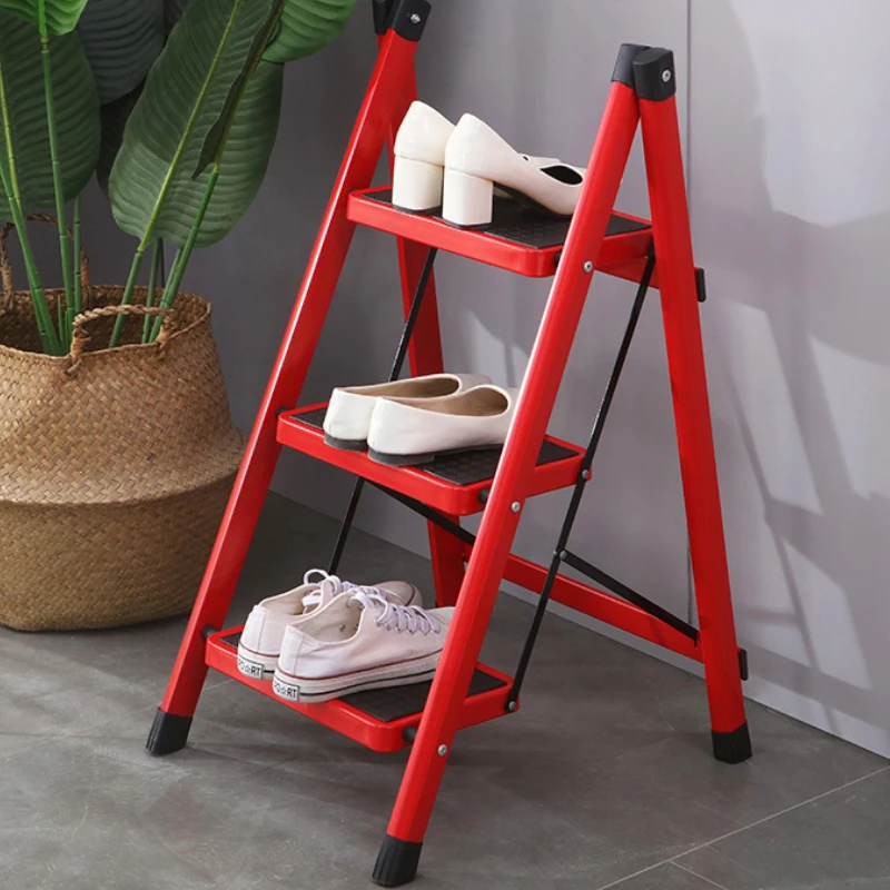 

Home Climbing Kitchen Stool Multi-Layer Folding Ladder Chair Mobile Flower Rack 3-Step Multifunctional Step Stool for Home