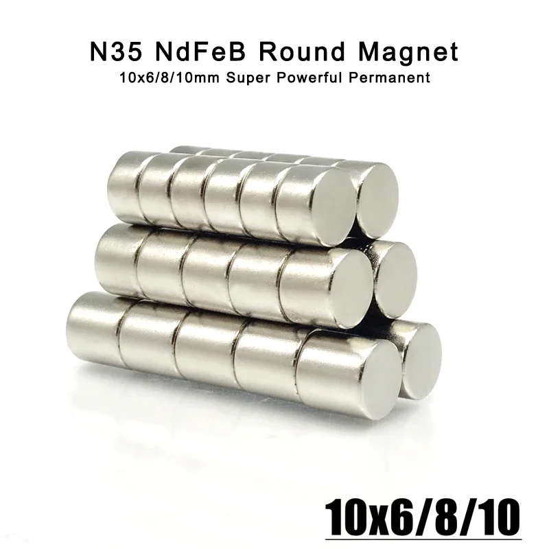 5-200pcs 10x6mm 10x8mm 10x10mm Dia 10 Round Shape N35 Neodymium Magnetic Magnet Imanes 10*6 10*8 10*10 Office, Tools & Home