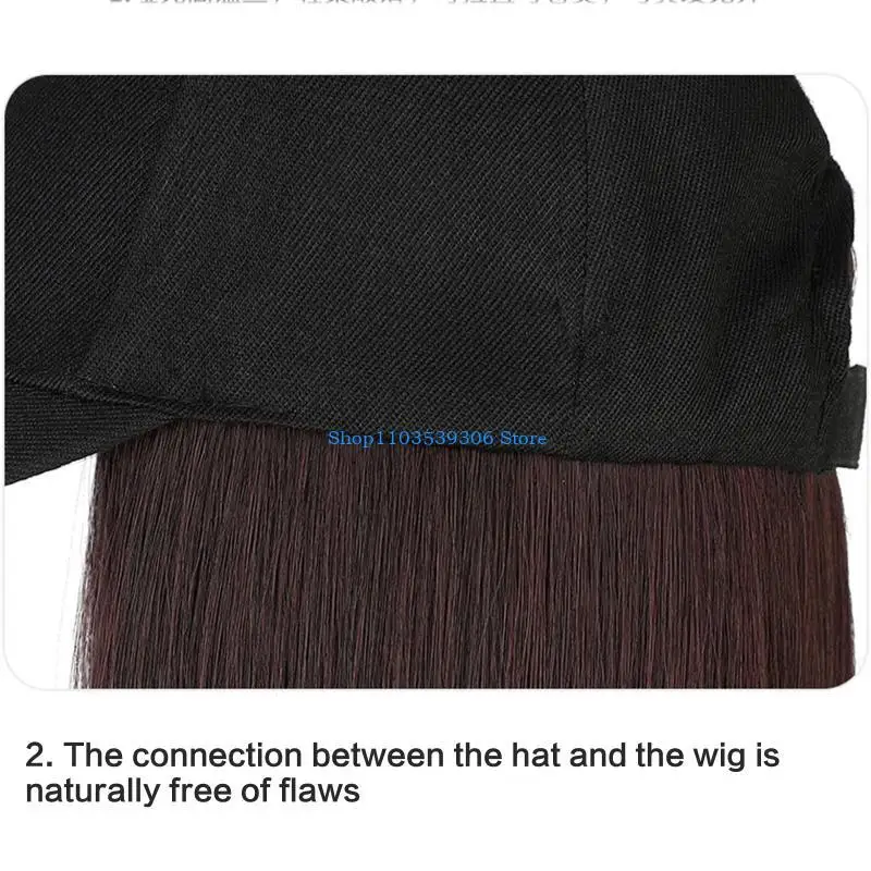 قبعة بيسبول صيفية بشعر طويل مستقيم للنساء من 400A مع شعر مستعار كامل لشركة Head Co #2