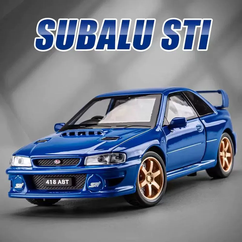 1:32 SUBARU IMPREZA Mitsubishi modelo en miniatura aleación Diecast coche juguetes sonido ligadura tirar hacia atrás puertas abiertas niños regalo de Navidad